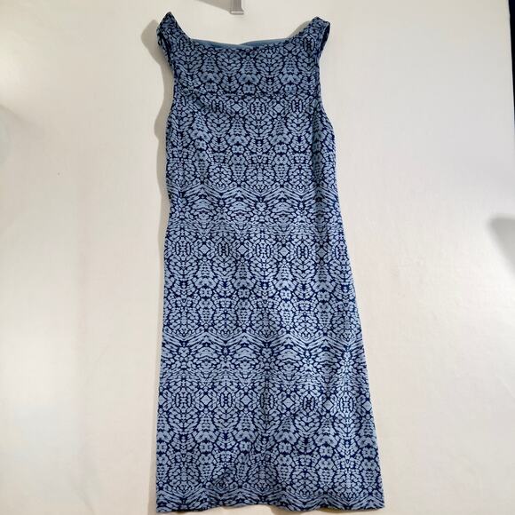 Eddie Bauer Sleeveless Sun Dress Woman's Small Blue Batik Boho Scoop Neck Resort - Picture 3 of 10